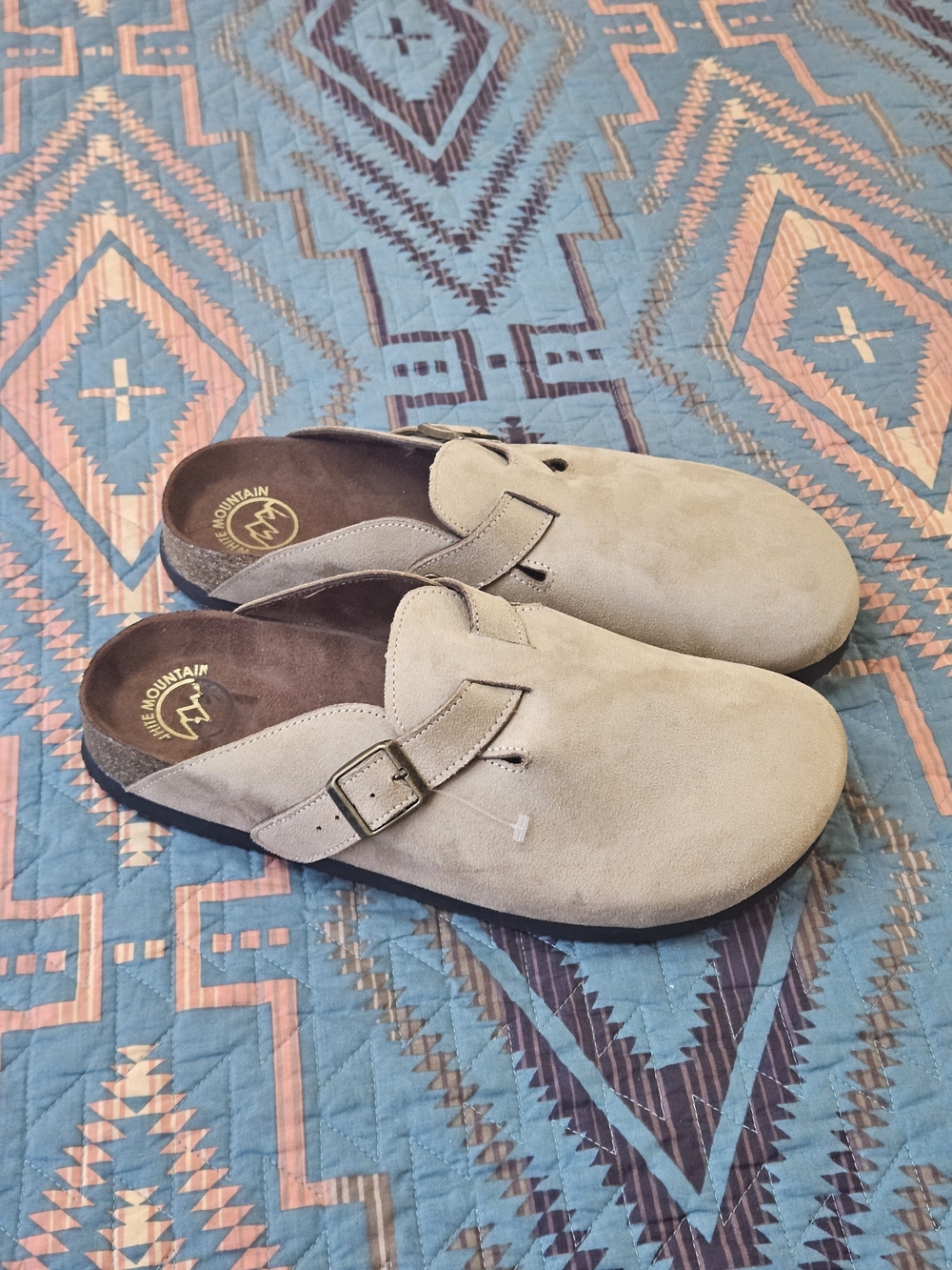 White Mountain Men's Suede Slip-On Clog in Light Taupe